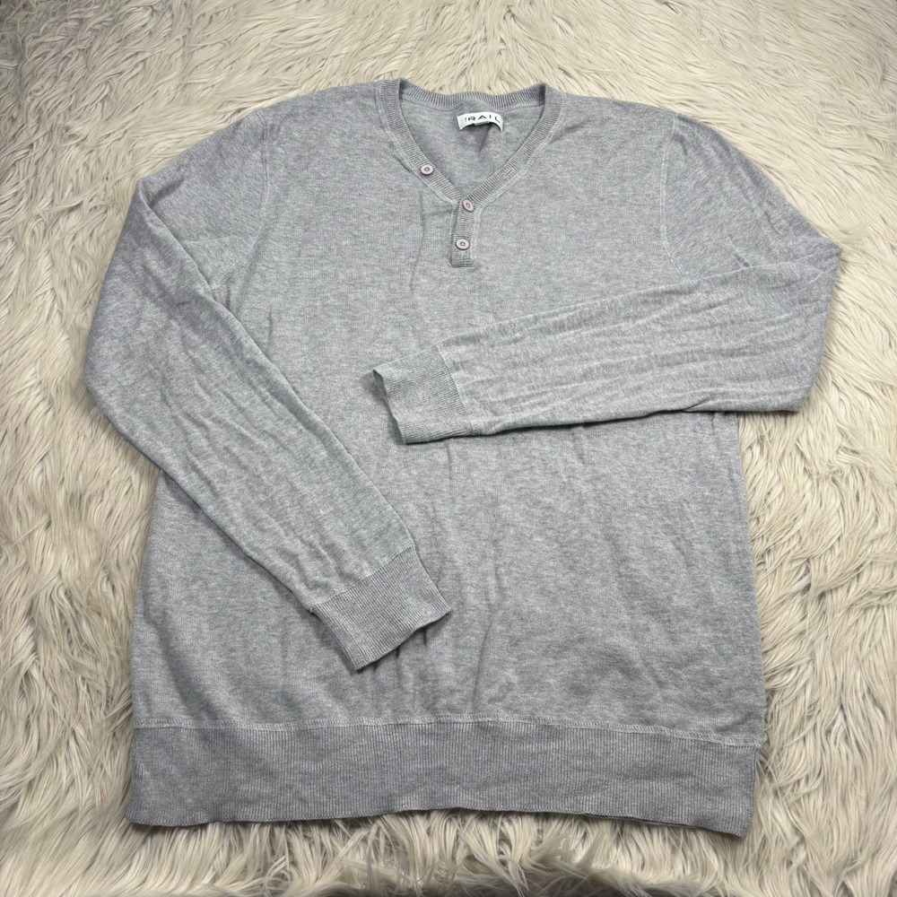 The Rail Men's XL Gray Cotton Henley Sweater Preppy Lightweight Sporty